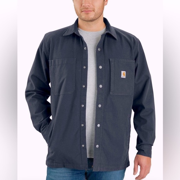 Carhartt Men's Rugged Flex Relaxed Fit Canvas Fleece-Lined Snap Shirt Jacket, XL - Picture 1 of 6